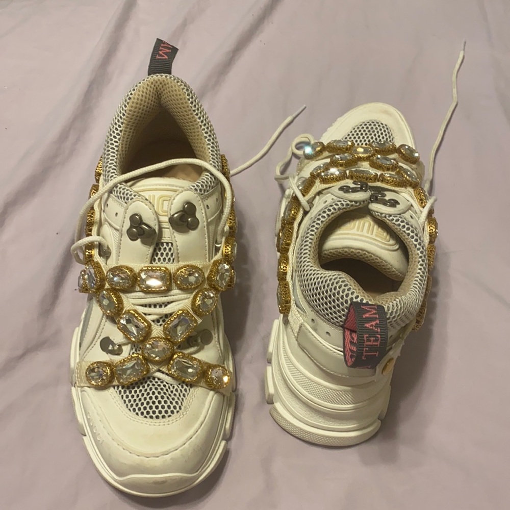 Gucci women’s flashtrek crystal sneakers 39.5